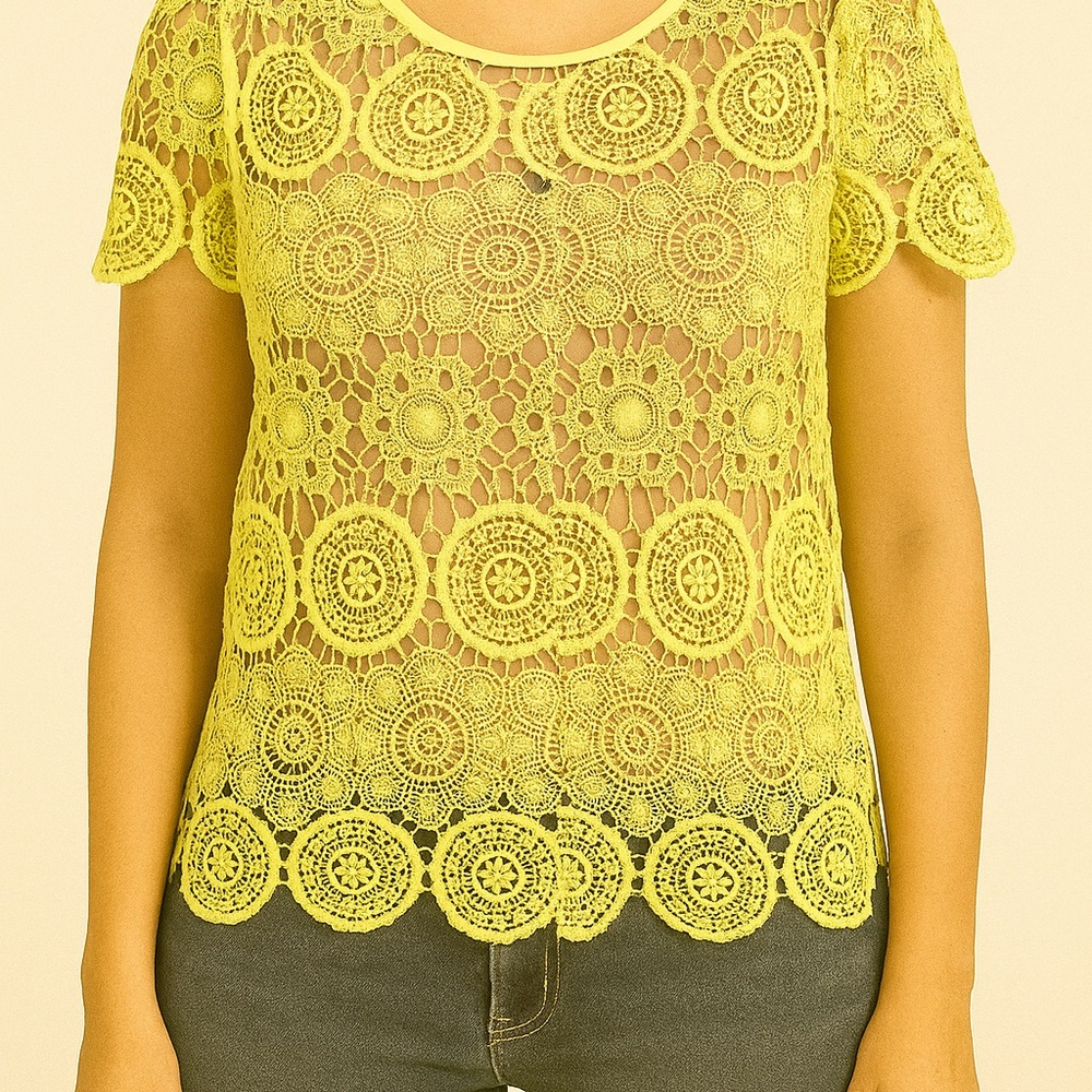 Madison Marcus Lemon Crochet Blouse